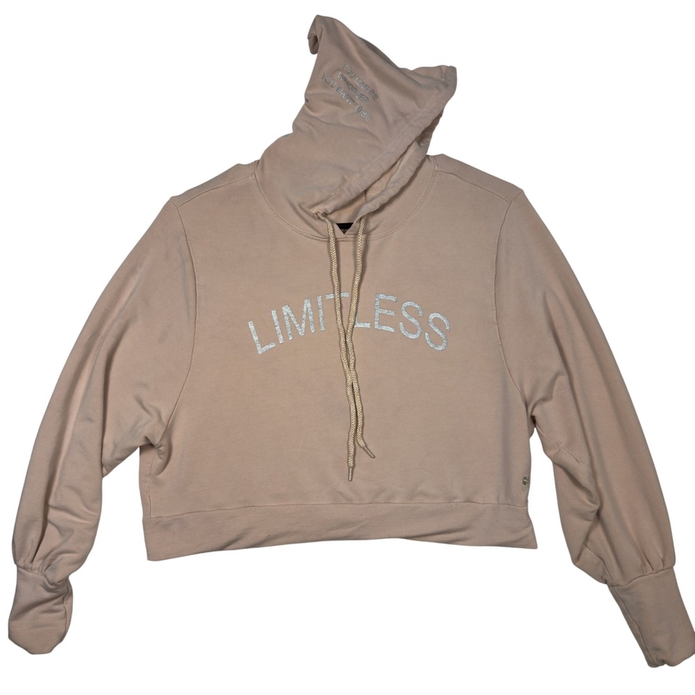 Nuon Women Cropped Hoodie Size M Limitless Graphic Tan